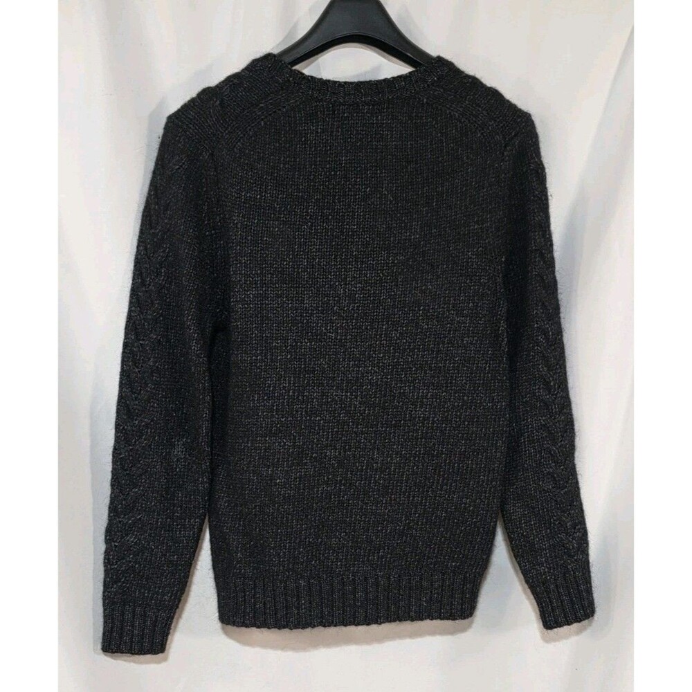Banana Republic Mens L TD Modern Cable Knit Sweater Charcoal Moonless Night EUC - Picture 3 of 9